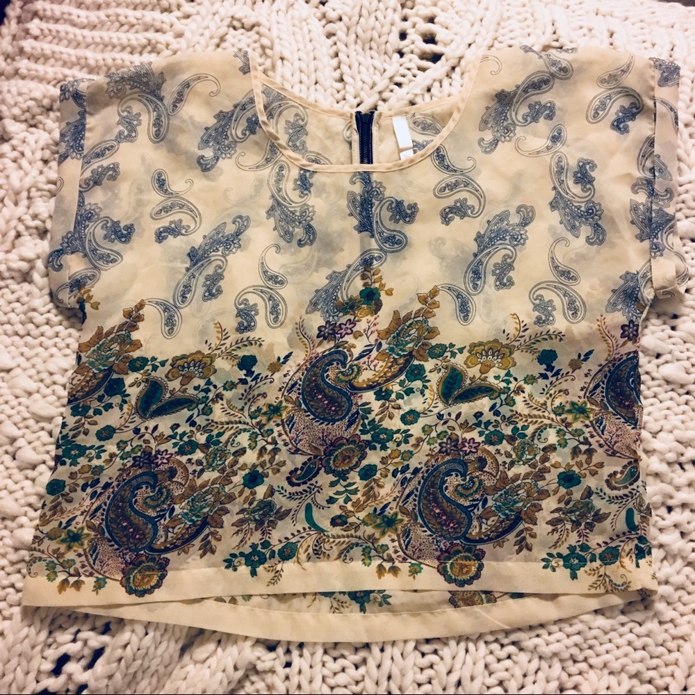 Xhilaration cropped sheer blouse